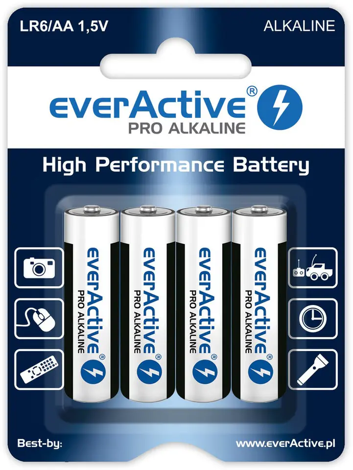 Alkaline batteries everActive Pro Alkaline LR6 AA - blister card - 4 pieces at Wasserman.eu