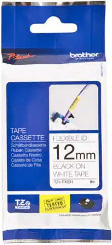 ⁨BROTHER ID tape Flexi ID Black TZe-FX231⁩ at Wasserman.eu