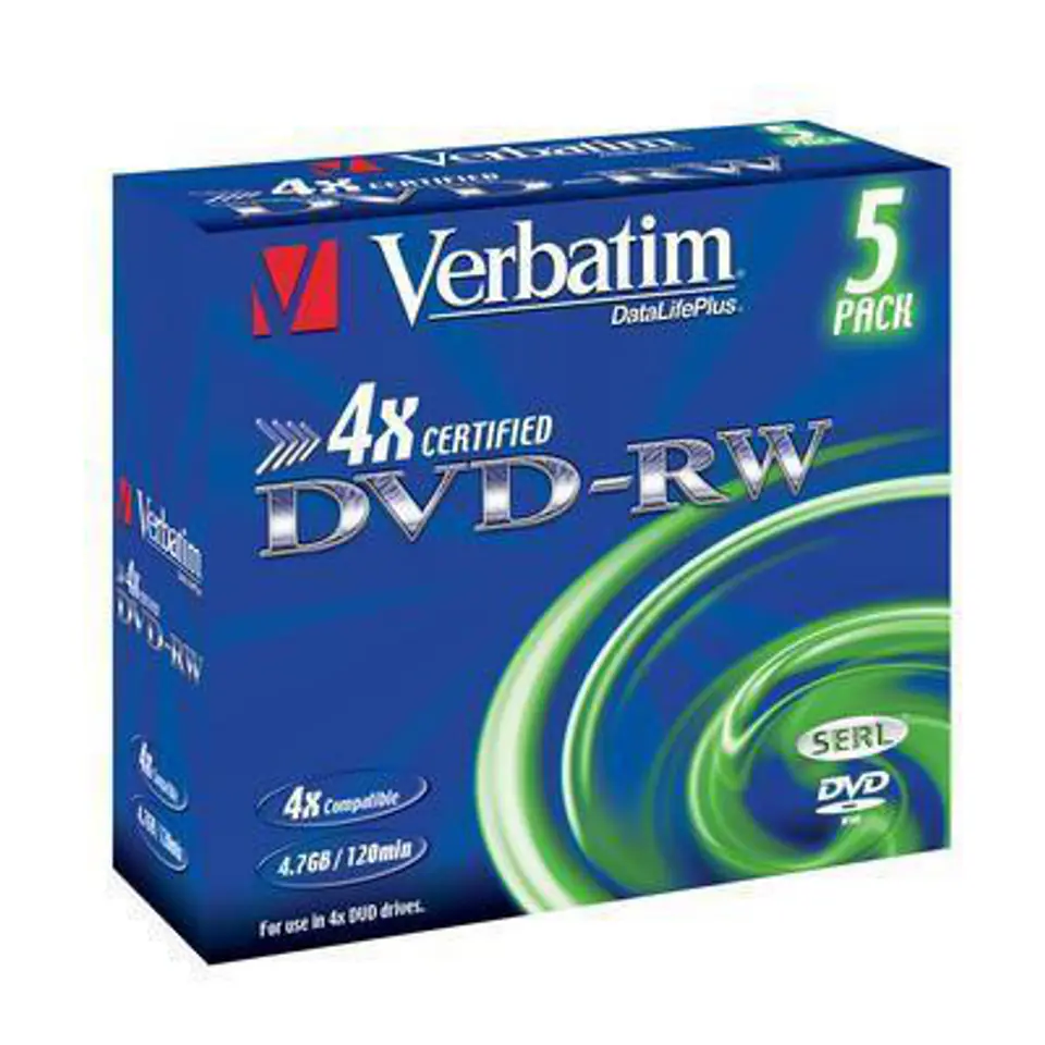 ⁨VERBATIM DVD-RW 4,7GB 4X JEWEL CASE*5  43285⁩ at Wasserman.eu