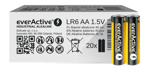 ⁨Alkaline batteries everActive Industrial Alkaline LR6 AA  - carton box 40 pcs⁩ at Wasserman.eu