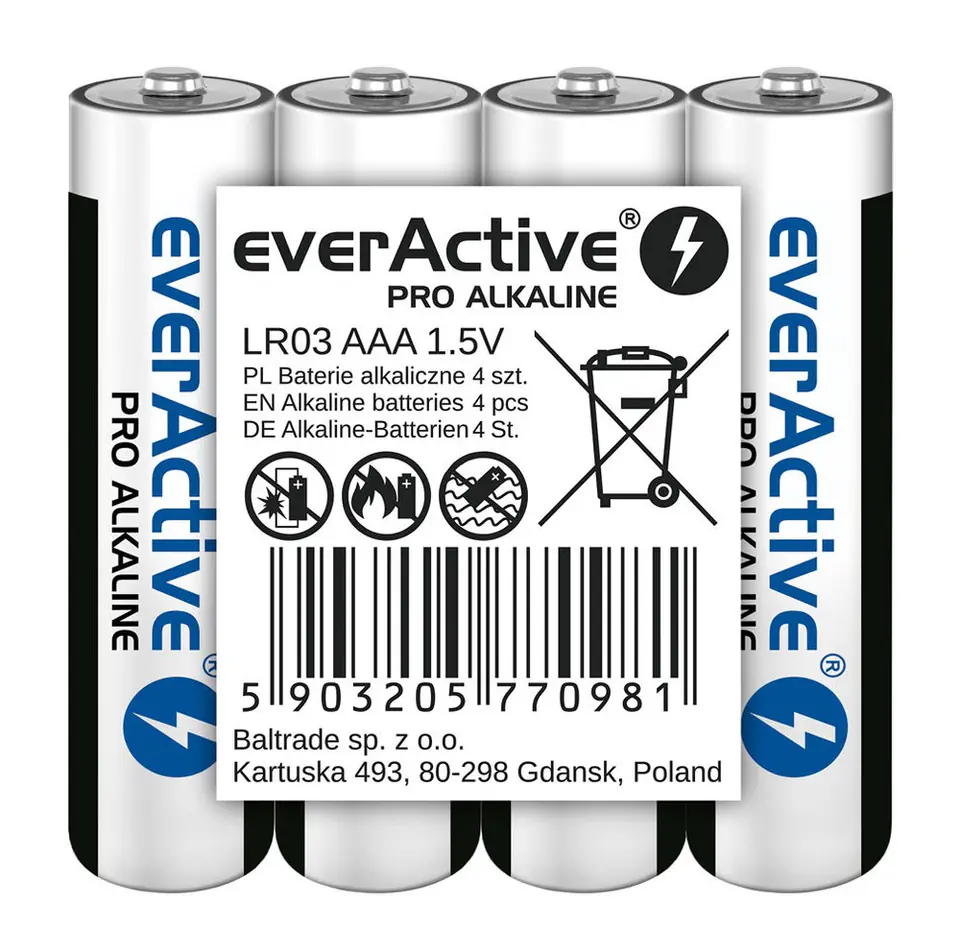 Alkaline batteries AAA / LR03 everActive Pro 4 pcs at Wasserman.eu