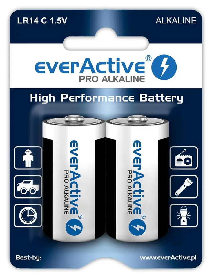 Alkaline batteries everActive Pro Alkaline LR14 C - blister card - 2 pieces at Wasserman.eu