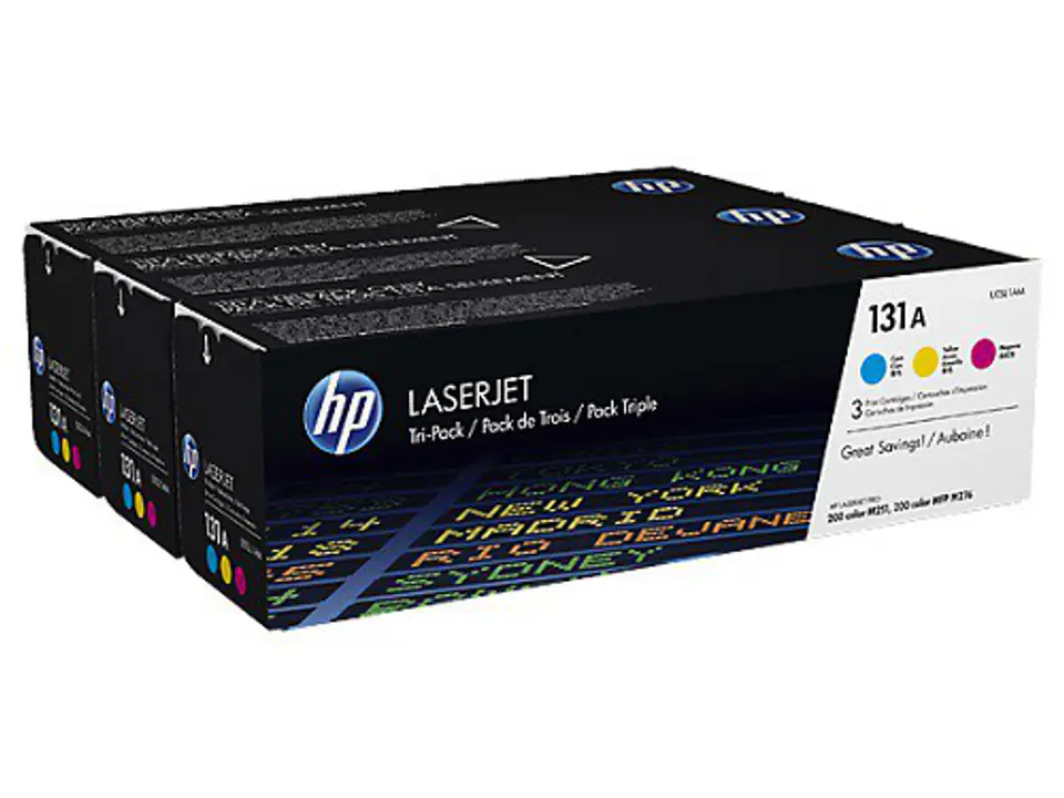 ⁨Toner HP 131A Zestaw 3 tonerów żółty, purpurowy, niebieski U0SL1AM U0SL1AM⁩ w sklepie Wasserman.eu