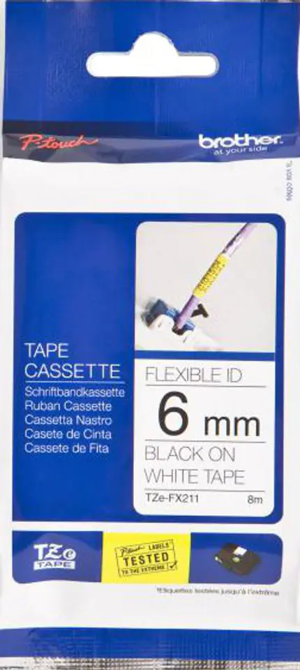 ⁨BROTHER ID tape Flexi ID Black TZe-FX211⁩ at Wasserman.eu