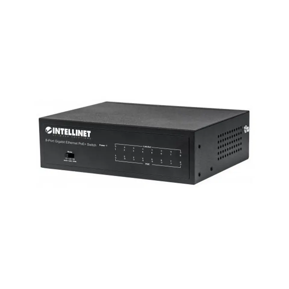 ⁨Intellinet 8-Port Gigabit Ethernet PoE+ Switch, IEEE 802.3at/af Power over Ethernet (PoE+/PoE) Compliant, 60 W, Desktop, Box⁩ at Wasserman.eu