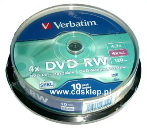⁨DVD-RW VERBATIM 4.7 GB 4x Cake 10  szt.⁩ w sklepie Wasserman.eu