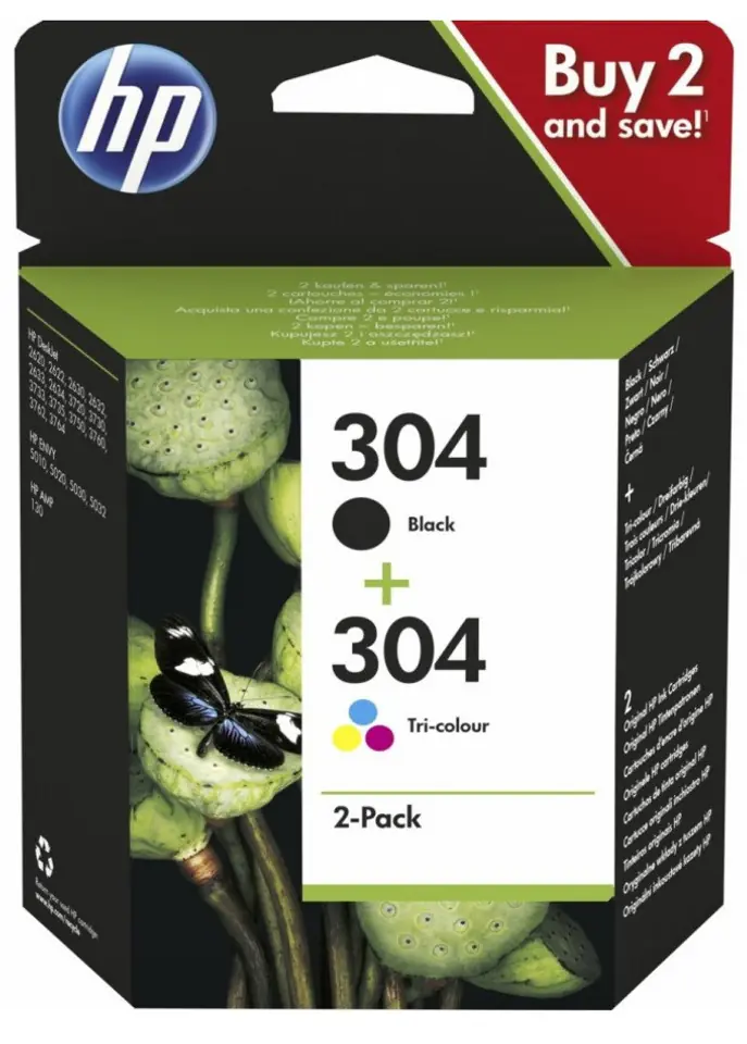 ⁨HP 304 2-pack Black/Tri-color Original Ink Cartridges⁩ at Wasserman.eu