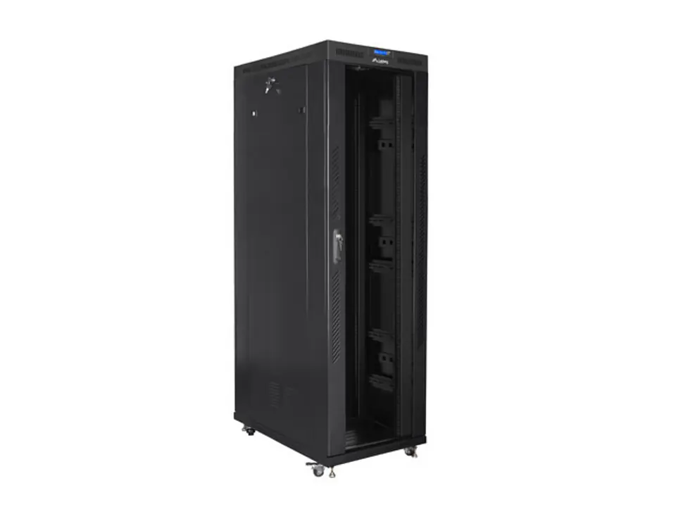 ⁨FLOOR-STANDING RACK CABINET 19" 42U 800X1200 BLACK GLASS DOOR LCD LANBERG (FLAT PACK)⁩ at Wasserman.eu