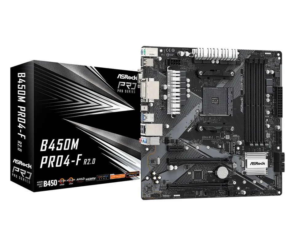 B450M PRO4-F R2.0 AM4 4 DDR4 DVI/HDMI/VGA M.2 at Wasserman.eu