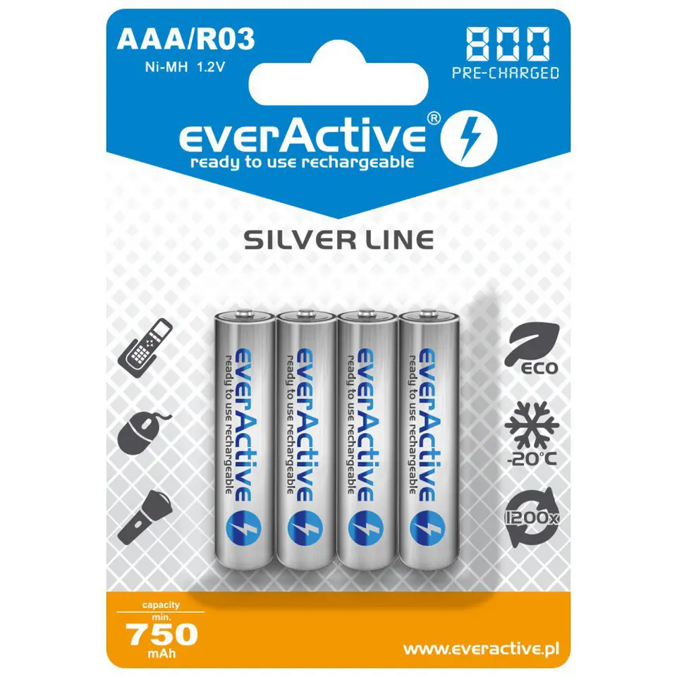 ⁨Baterie EVERACTIVE NiMH AAA 750mAh 4 szt. EVHRL03-800⁩ w sklepie Wasserman.eu