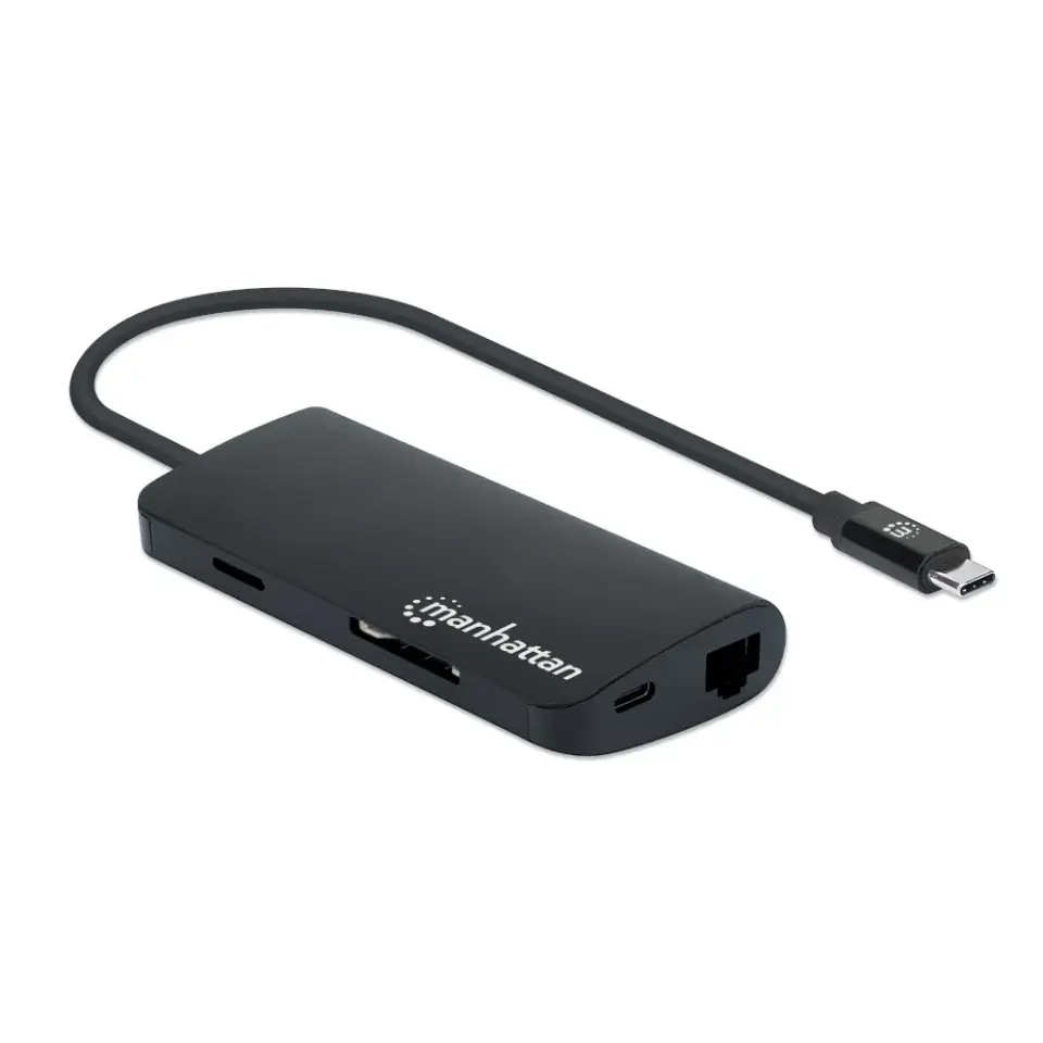 ⁨MANHATTAN 152372 USB-C - HDMI adapter, 3x USB-A, RJ-45 and memory card reader⁩ at Wasserman.eu