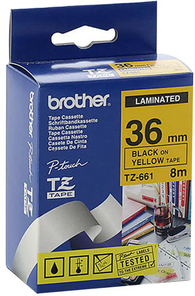⁨BROTHER Tape Laminated Black TZ-661⁩ at Wasserman.eu