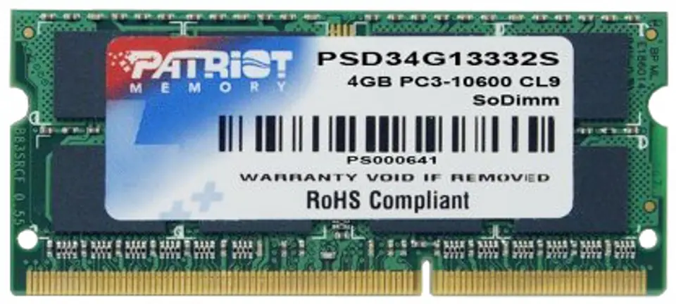 ⁨Pamięć PATRIOT SODIMM DDR3 4GB 1333MHz 9CL 1.5V SINGLE⁩ w sklepie Wasserman.eu