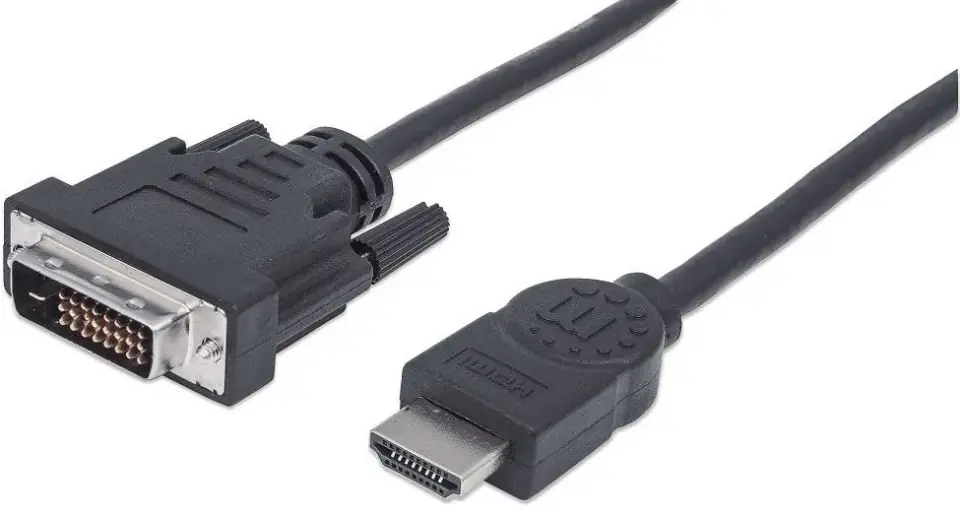 ⁨MANHATTAN HDMI (male) - DVI-D 24+1 (male) 1.8 m 1.8m /s1x HDMI (plug) DVI-D 24+1 (male)⁩ at Wasserman.eu