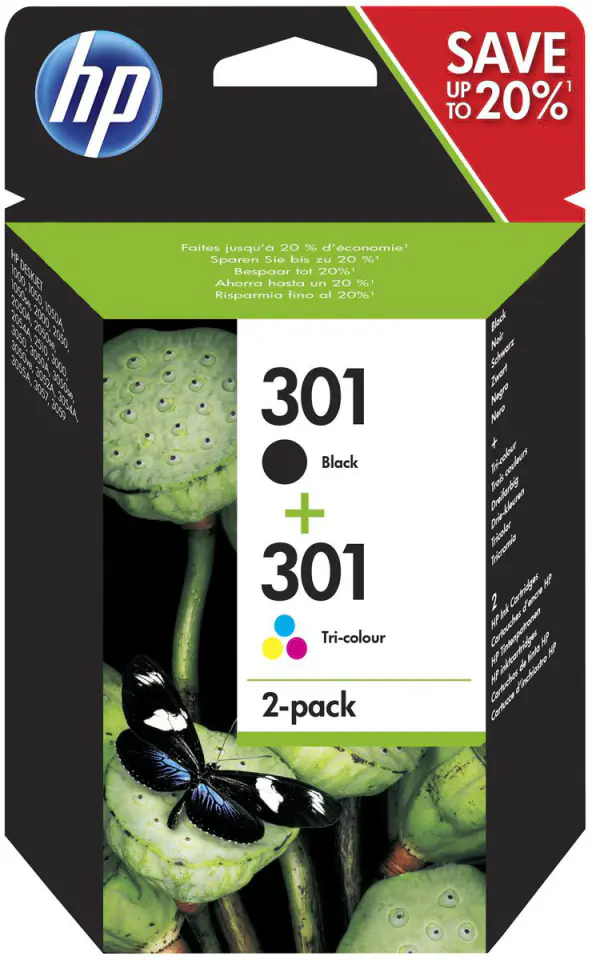 ⁨HP 301 2-pack Black/Tri-color Original Ink Cartridges⁩ at Wasserman.eu