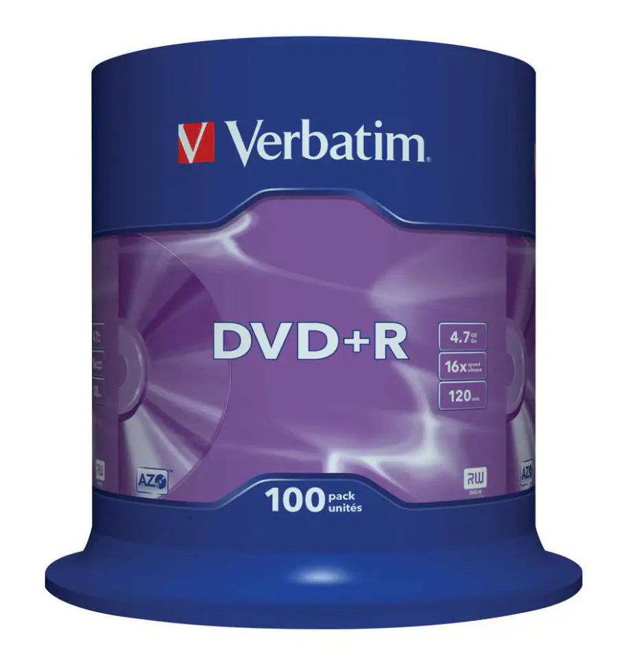 ⁨Verbatim DVD+R Matt Silver 4.7 GB 100 pc(s)⁩ at Wasserman.eu