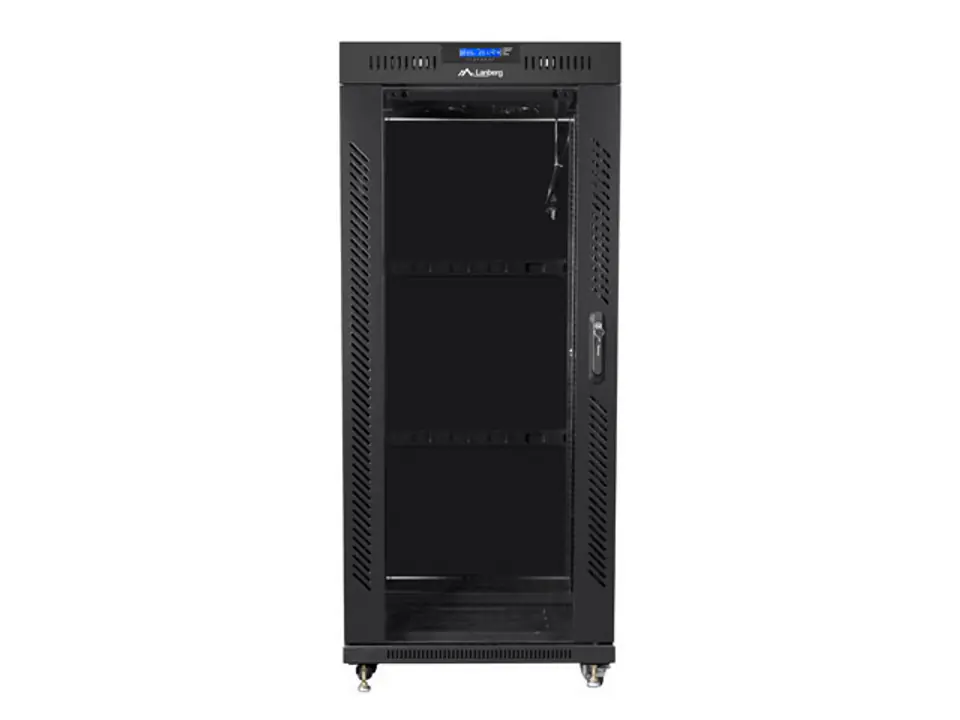 ⁨FLOOR-STANDING RACK CABINET 19" 22U 800X800 BLACK GLASS DOOR LCD LANBERG (FLAT PACK)⁩ at Wasserman.eu