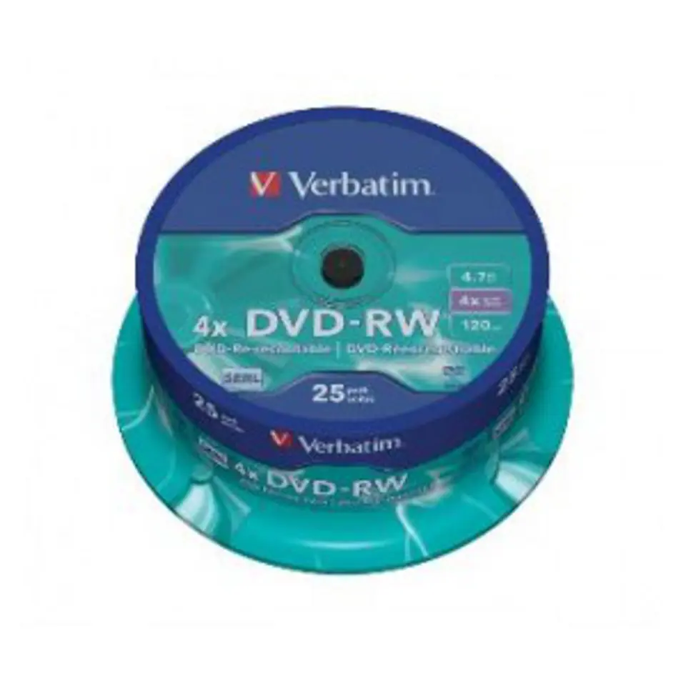 ⁨DVD-RW VERBATIM 4.7 GB 4x Cake 25  szt.⁩ w sklepie Wasserman.eu