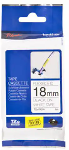 ⁨Brother TZe-FX241 Flexible ID Laminated Tape Black on White, TZe, 8 m, 1.8 cm⁩ at Wasserman.eu