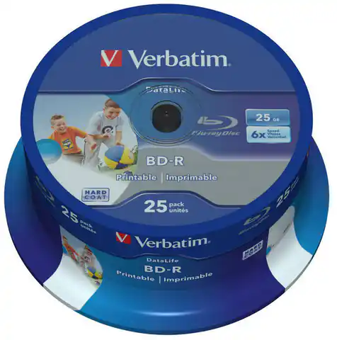⁨VERBATIM BD-R BLU-RAY 25GB 6X WIDE PRINTABLE CAKE*25 43811⁩ at Wasserman.eu