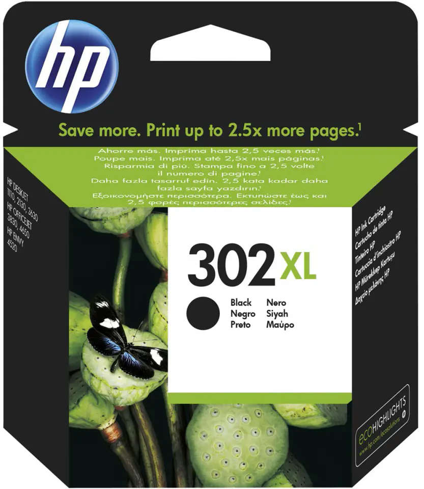 HP 302XL High Yield Black Original Ink Cartridge at Wasserman.eu