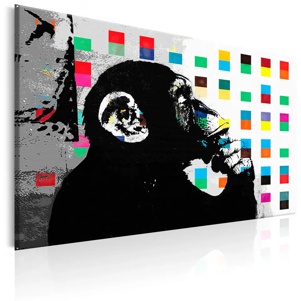 ⁨Obraz - Banksy The Thinker Monkey (rozmiar 120x80, wykończenie Standard)⁩ w sklepie Wasserman.eu