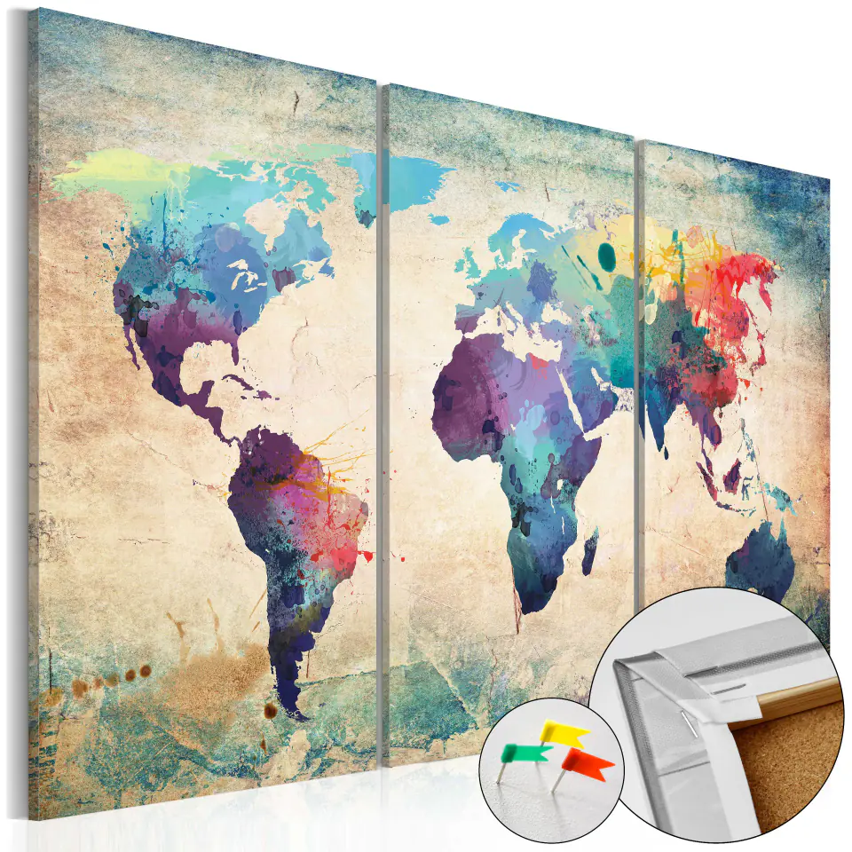 ⁨Picture on the cork - Rainbow map [Cork map] (size 60x40)⁩ at Wasserman.eu