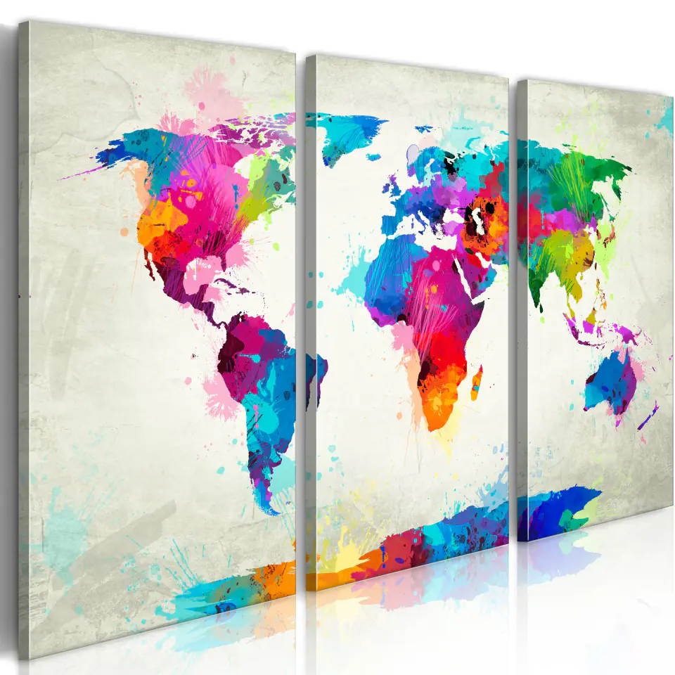 ⁨Picture - World Map: Explosion of colors (size 60x40)⁩ at Wasserman.eu