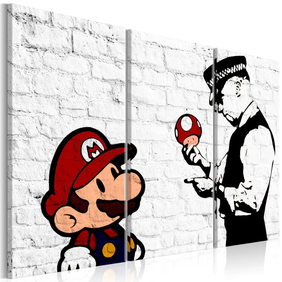 ⁨Obraz - Mario Bros (Banksy) (rozmiar 60x40, wykończenie Na płótnie włoskim)⁩ w sklepie Wasserman.eu