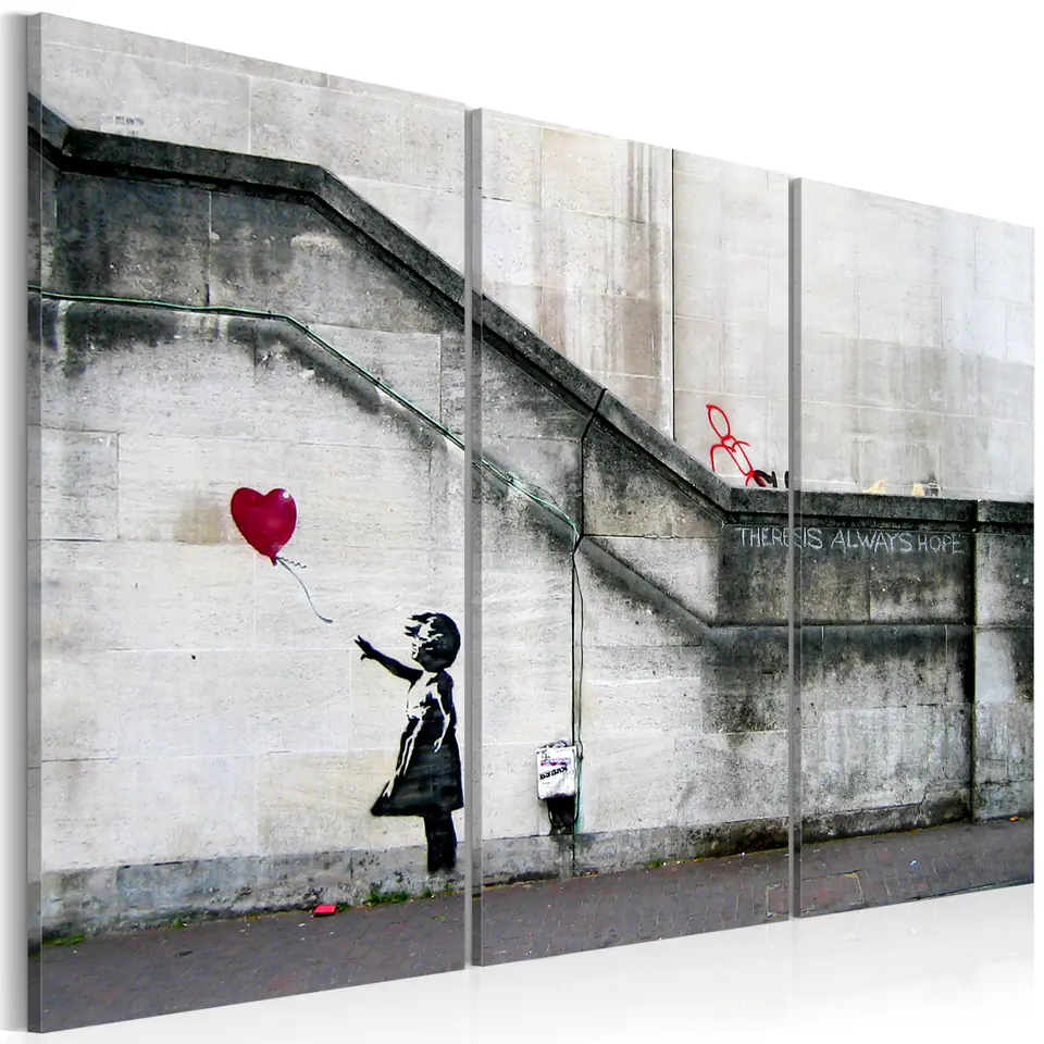 ⁨Obraz - Girl With a Balloon by Banksy (rozmiar 60x40, wykończenie Standard)⁩ w sklepie Wasserman.eu