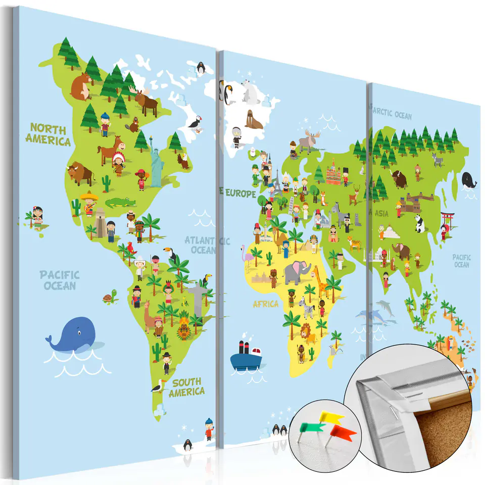 ⁨Picture on the cork - Children's world [Cork map] (size 60x40)⁩ at Wasserman.eu