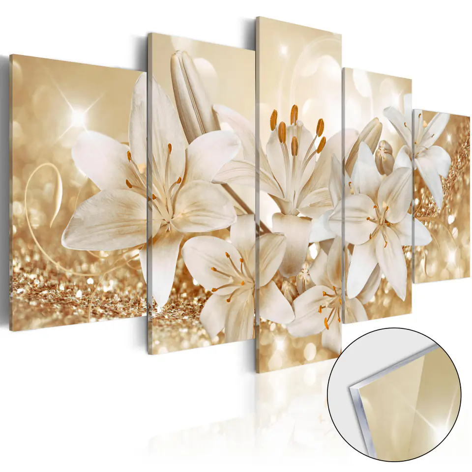 ⁨Painting on acrylic glass - Golden bouquet [Glass] (size 100x50)⁩ at Wasserman.eu