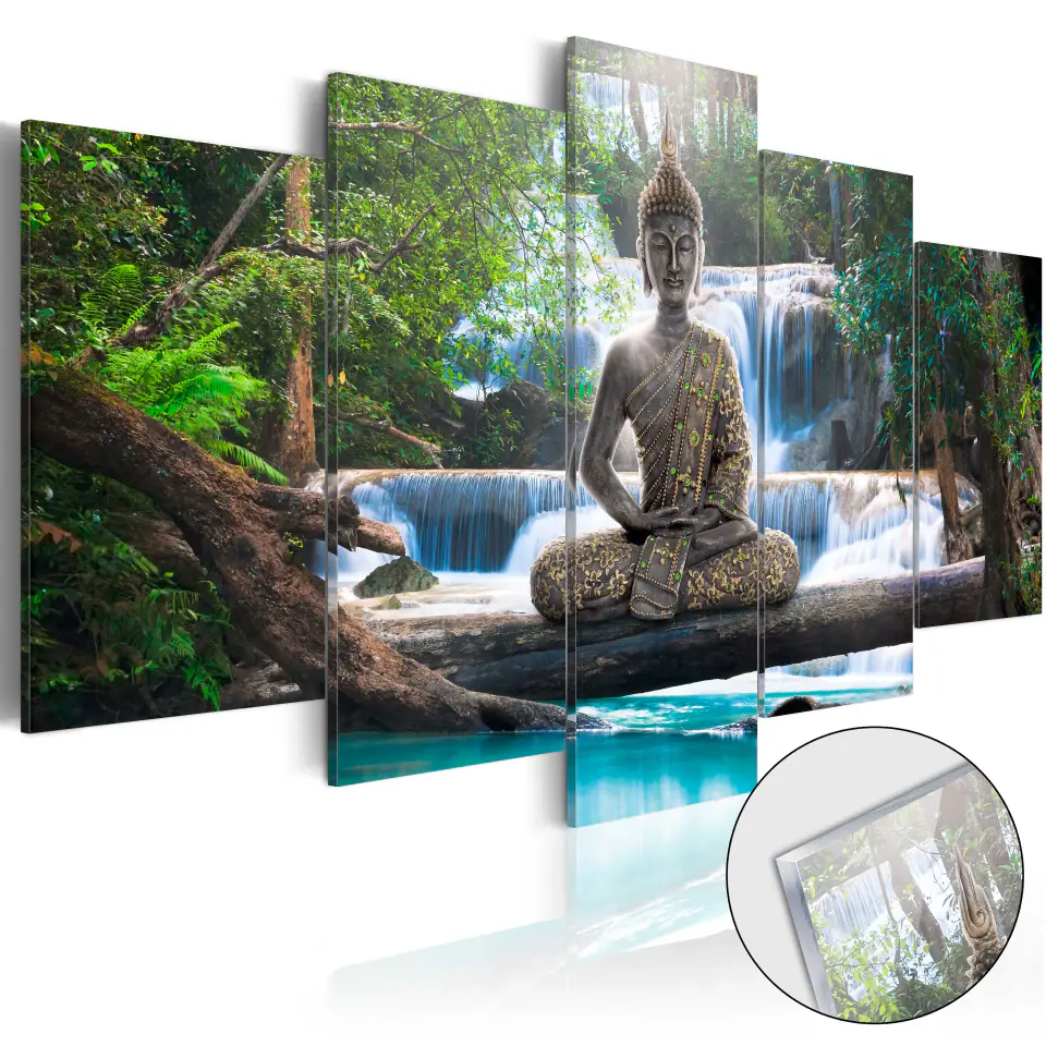 ⁨Painting on acrylic glass - Buddha and waterfall [Glass] (size 100x50)⁩ at Wasserman.eu