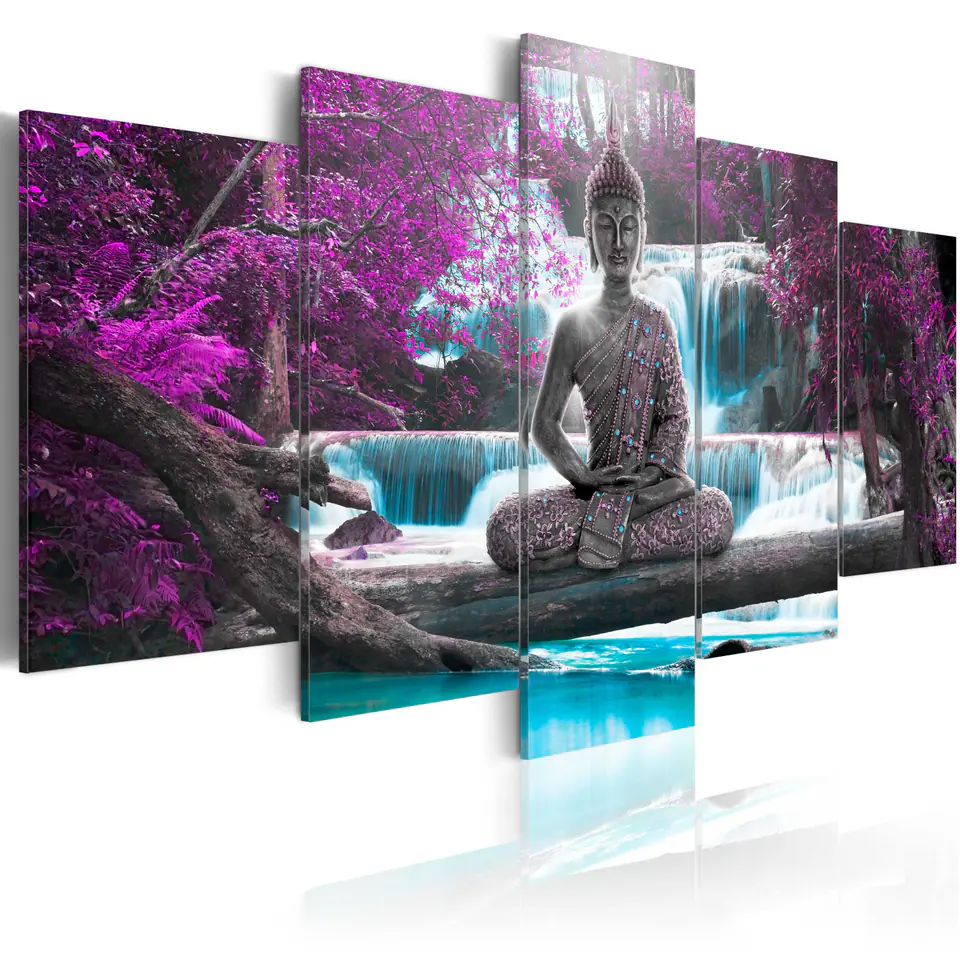 ⁨Picture - Waterfall and Buddha (size 100x50)⁩ at Wasserman.eu