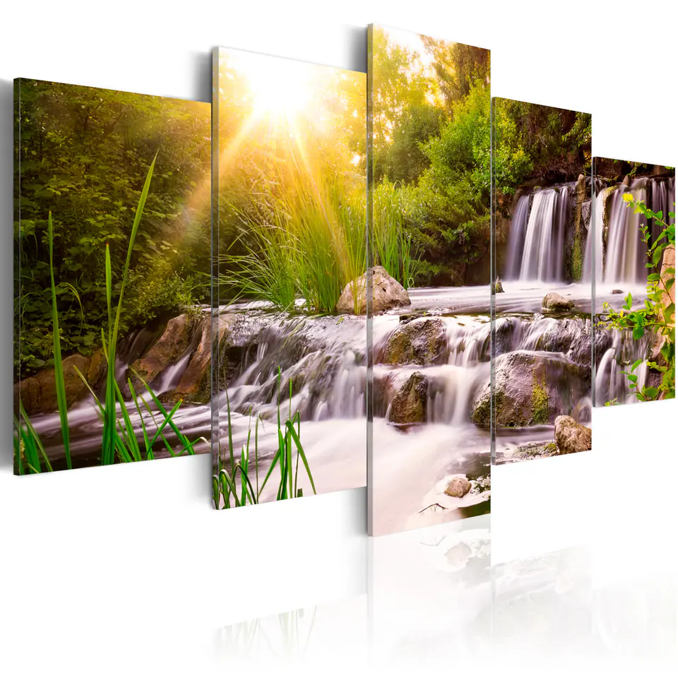 ⁨Picture - Forest waterfall (size 100x50)⁩ at Wasserman.eu