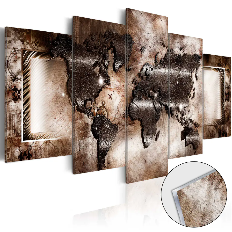 ⁨Picture on acrylic glass - Platinum map [Glass] (size 100x50)⁩ at Wasserman.eu
