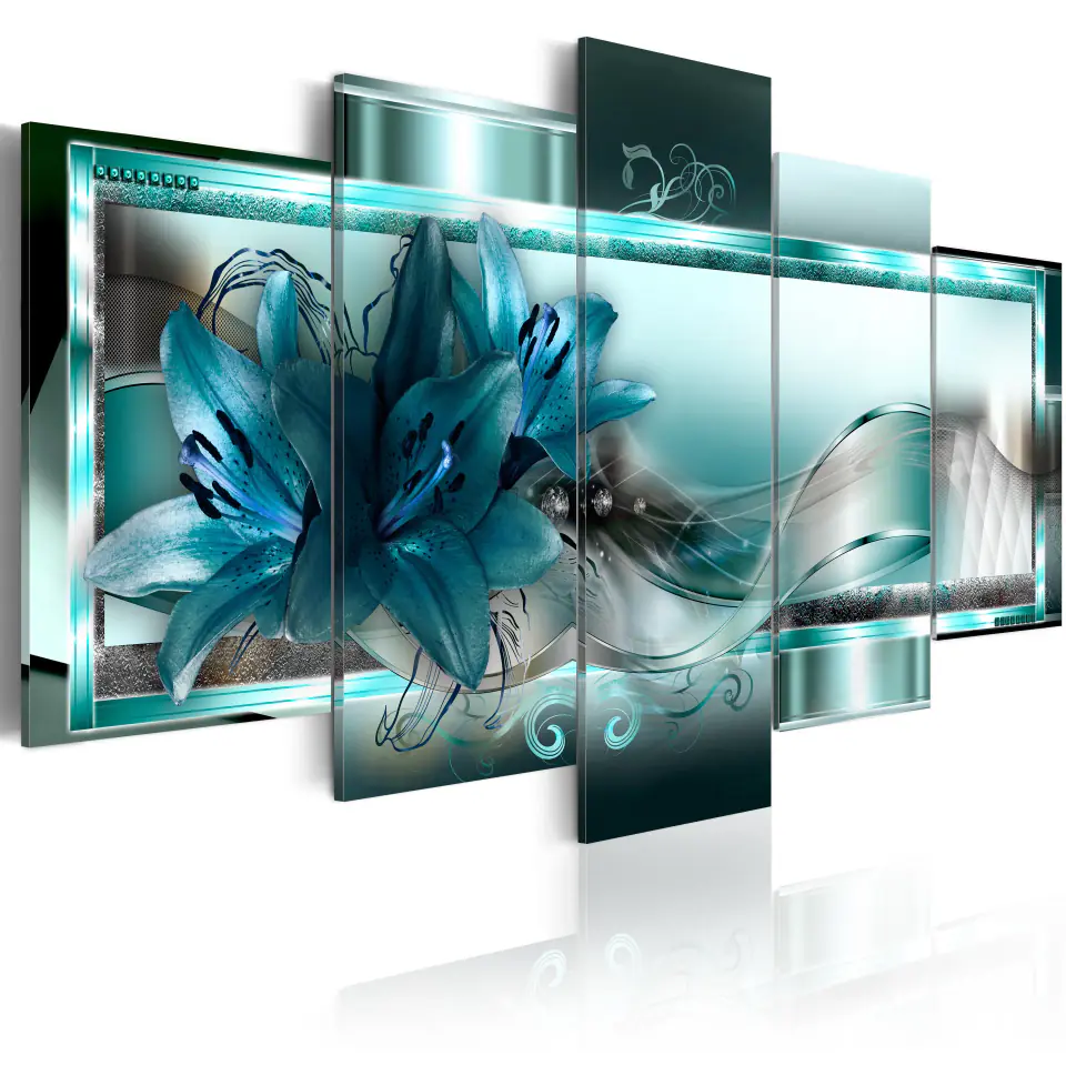 ⁨Painting - Blue lilies (size 100x50)⁩ at Wasserman.eu