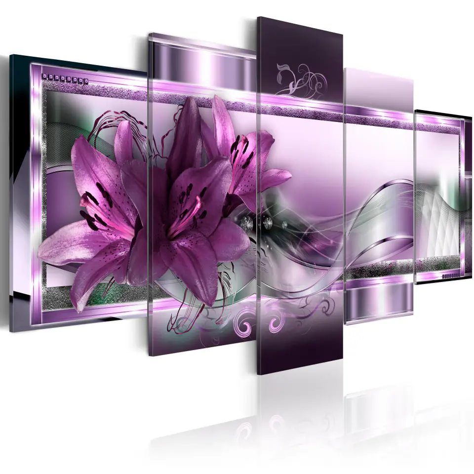 ⁨Obraz - Purpurowe lilie (rozmiar 225x112.5, wykończenie Premium Print)⁩ w sklepie Wasserman.eu