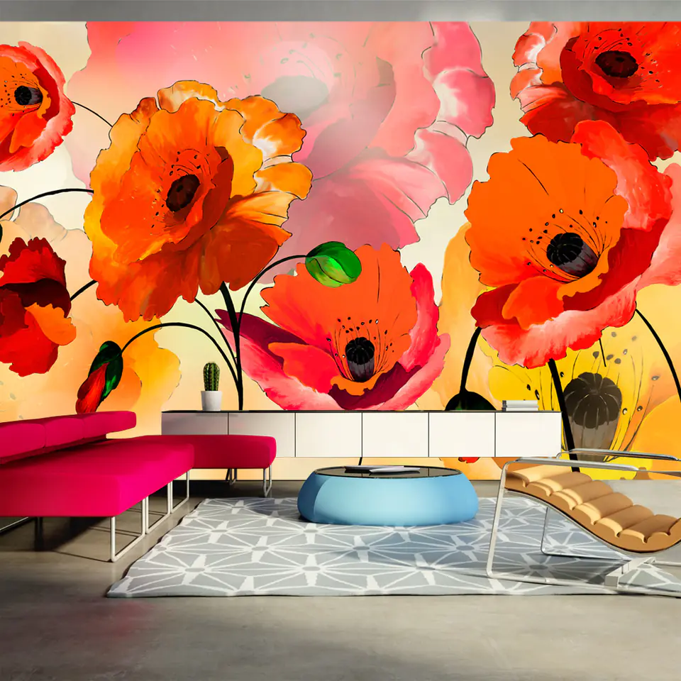 ⁨Self-adhesive wall mural - Velvet poppies (size 490x280)⁩ at Wasserman.eu