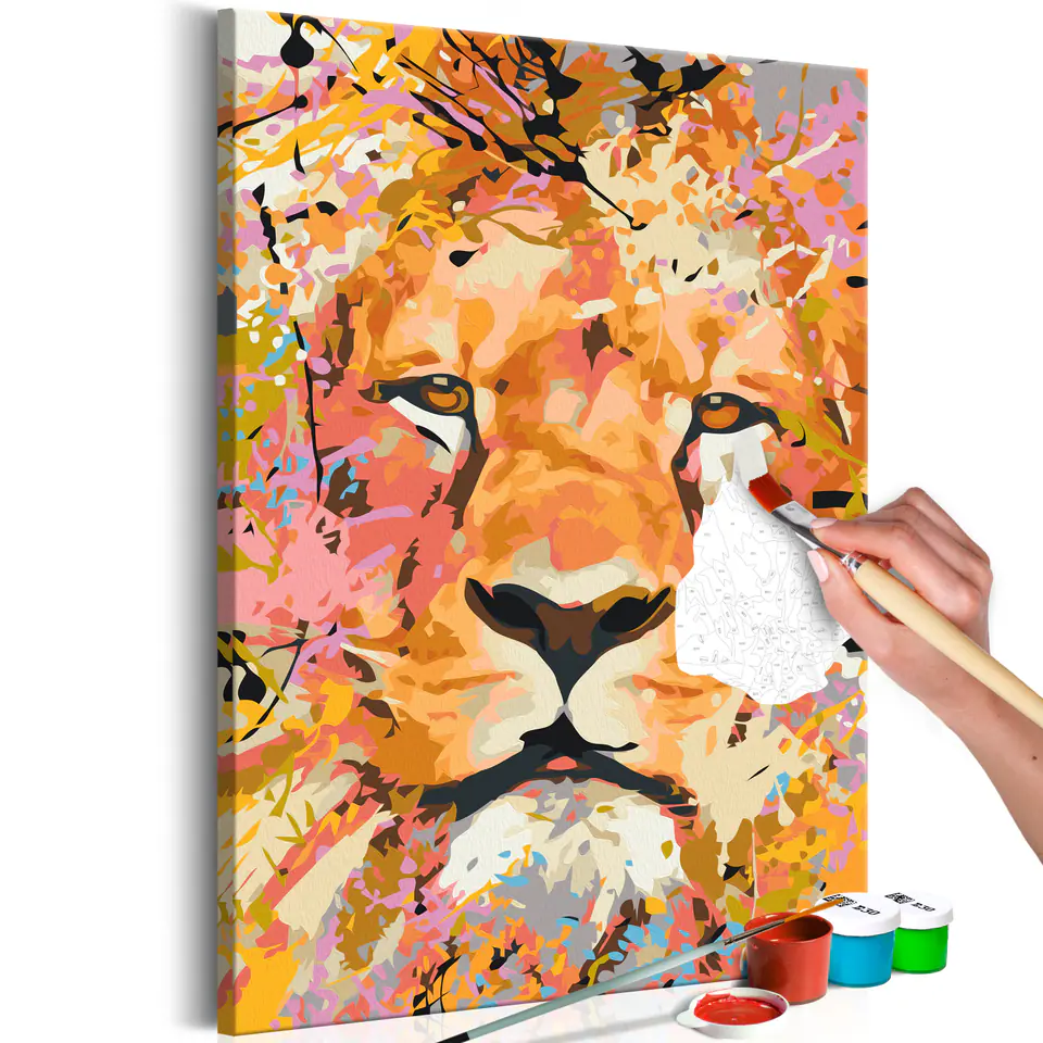 ⁨Obraz do samodzielnego malowania - Czujny lew (rozmiar 40x60, wykończenie )⁩ w sklepie Wasserman.eu