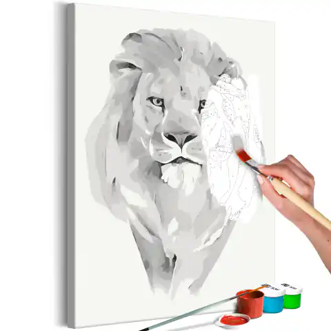 ⁨Obraz do samodzielnego malowania - Biały lew (rozmiar 40x60)⁩ w sklepie Wasserman.eu