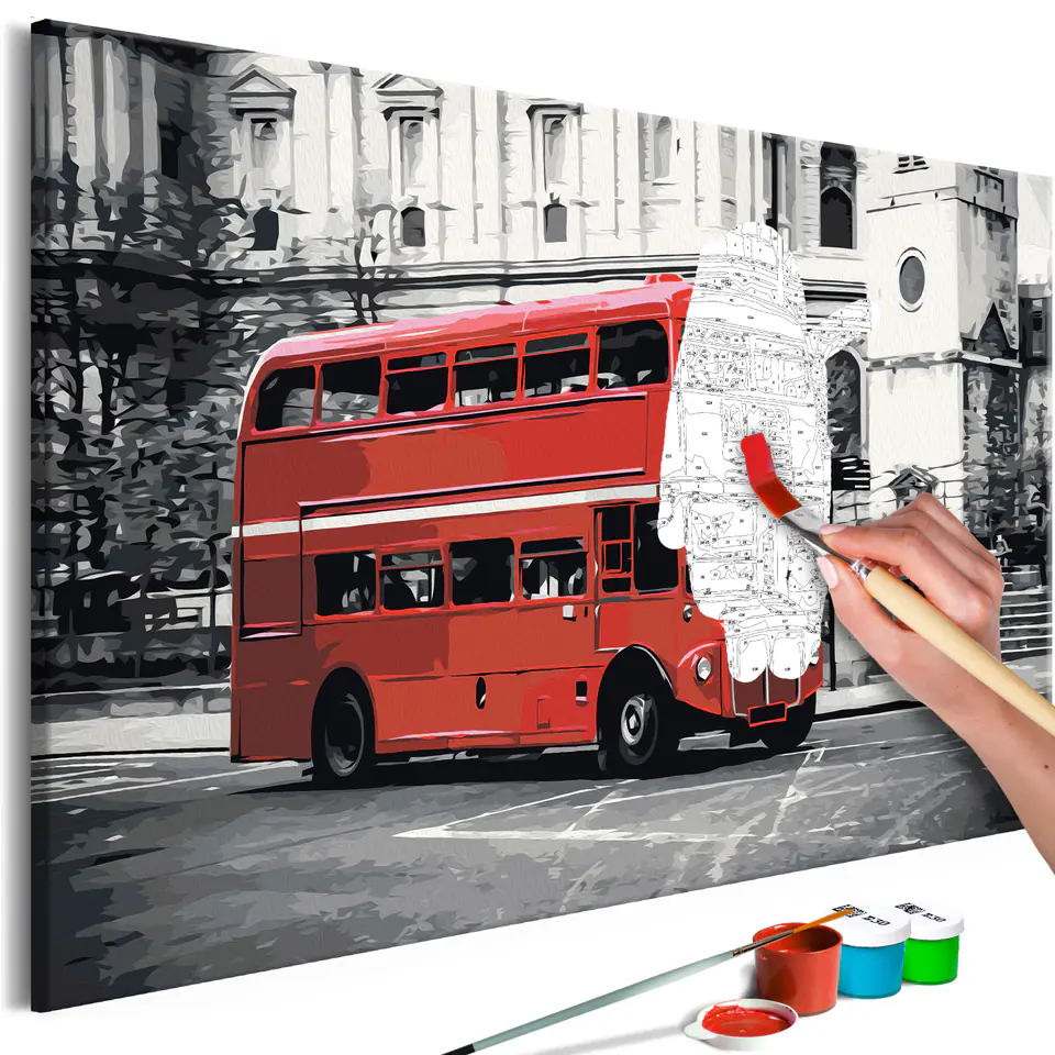 ⁨Obraz do samodzielnego malowania - Londyński autobus (rozmiar 60x40, wykończenie )⁩ w sklepie Wasserman.eu