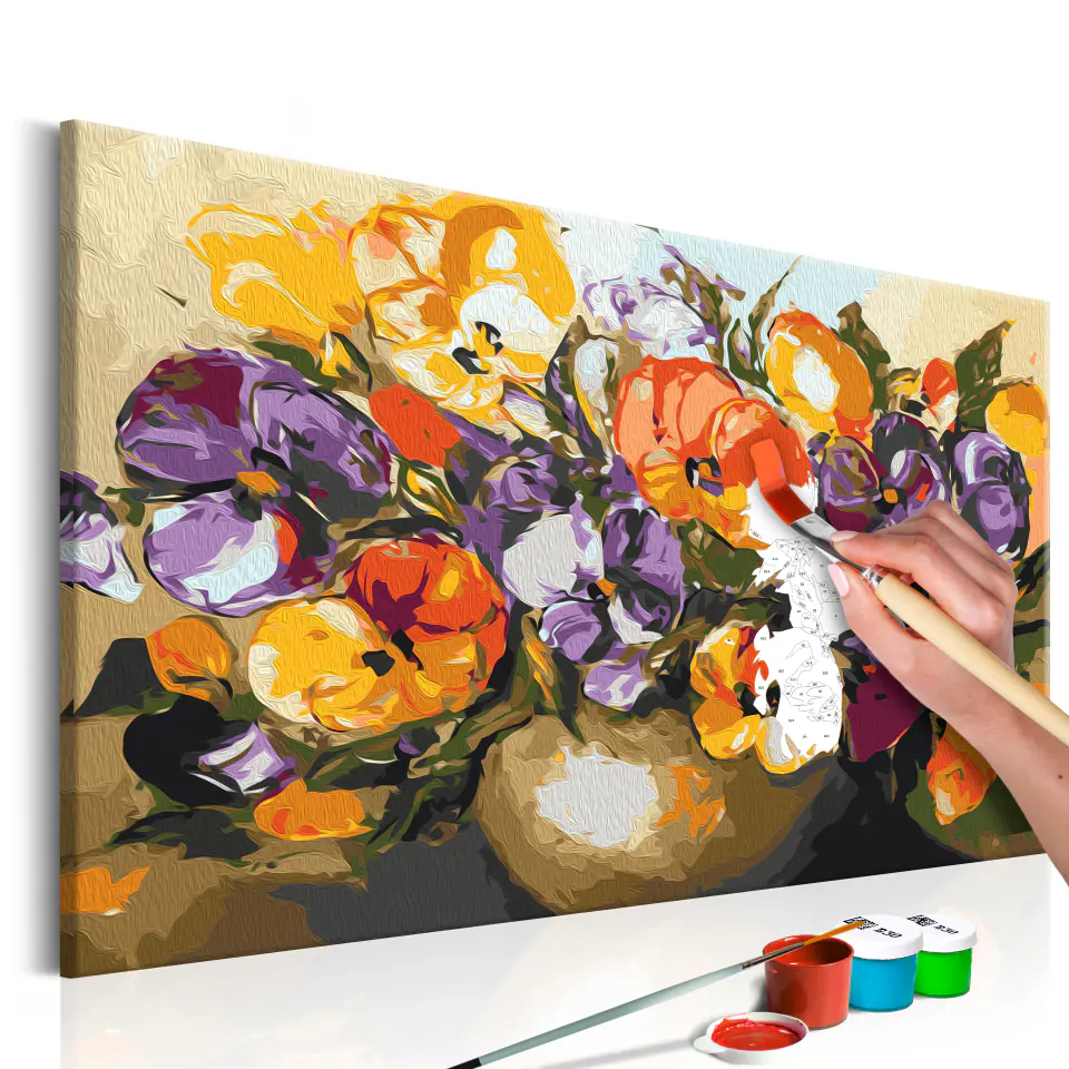 ⁨Self-painting - Pansies in a vase (size 60x40)⁩ at Wasserman.eu