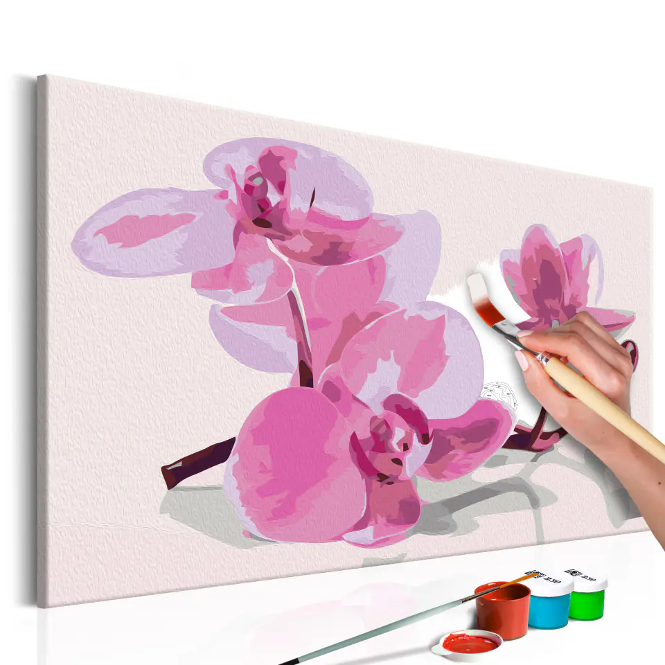 ⁨Obraz do samodzielnego malowania - Kwiaty orchidei (rozmiar 60x40, wykończenie )⁩ w sklepie Wasserman.eu