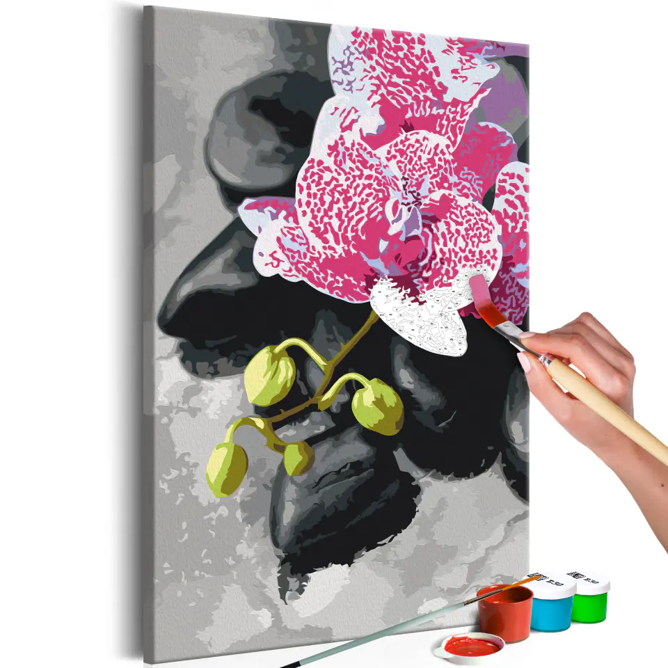 ⁨Obraz do samodzielnego malowania - Różowa orchidea (rozmiar 40x60, wykończenie )⁩ w sklepie Wasserman.eu