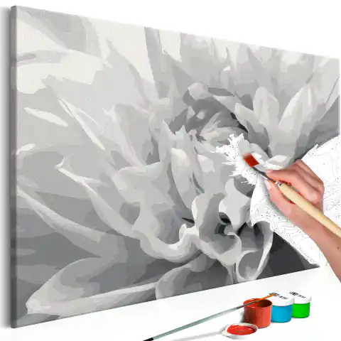 ⁨Obraz do samodzielnego malowania - Czarno-biały kwiat (rozmiar 60x40, wykończenie )⁩ w sklepie Wasserman.eu