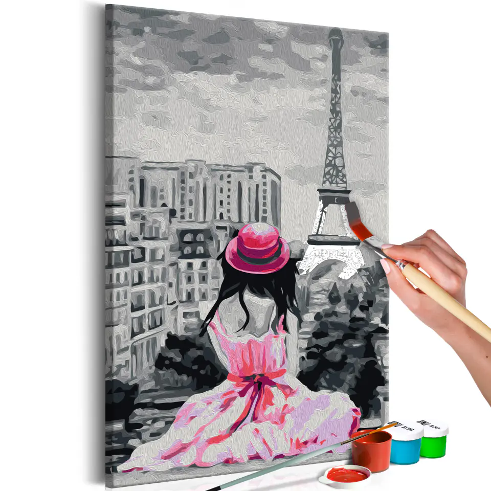 ⁨Self-painting - Paris - view of the Eiffel Tower (size 40x60)⁩ at Wasserman.eu
