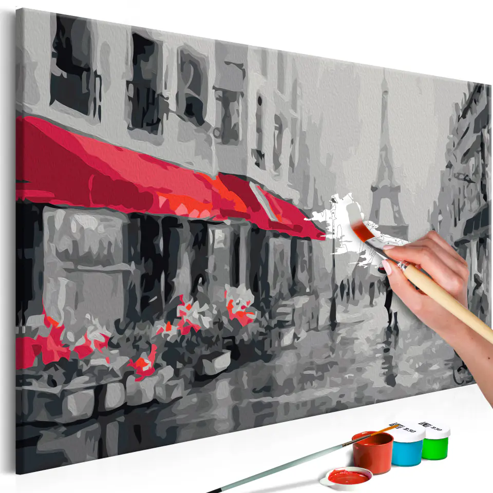 ⁨Obraz do samodzielnego malowania - Paryż skąpany w deszczu (rozmiar 60x40, wykończenie )⁩ w sklepie Wasserman.eu
