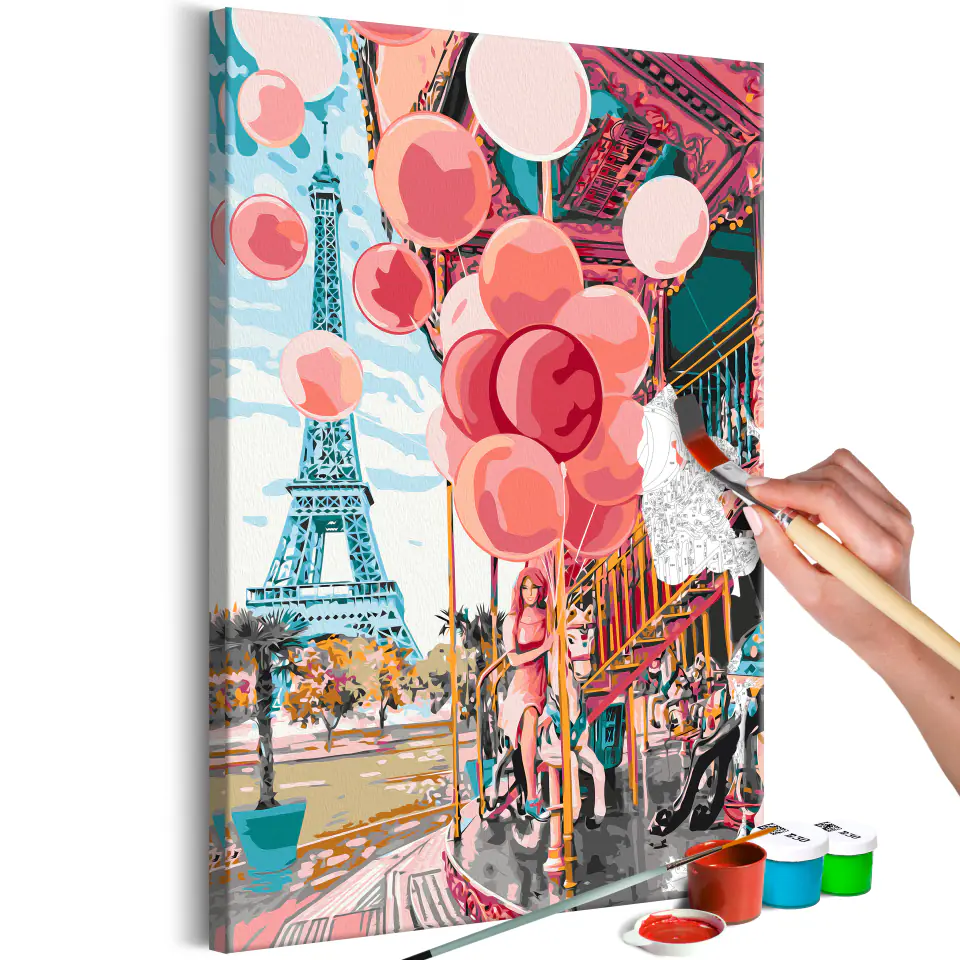 ⁨Obraz do samodzielnego malowania - Paryska karuzela (rozmiar 40x60, wykończenie )⁩ w sklepie Wasserman.eu