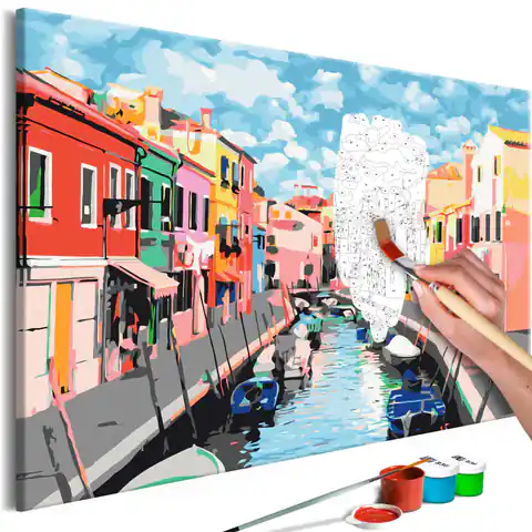 ⁨Self-painting - Houses in Burano (size 60x40)⁩ at Wasserman.eu